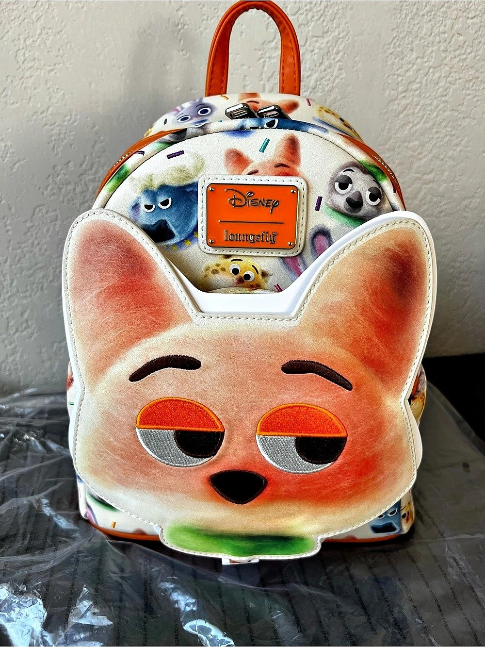 Loungefly Zootopia 2 Nick Wilde Cotton Candy Cosplay All-Over Mini Backpack NWT